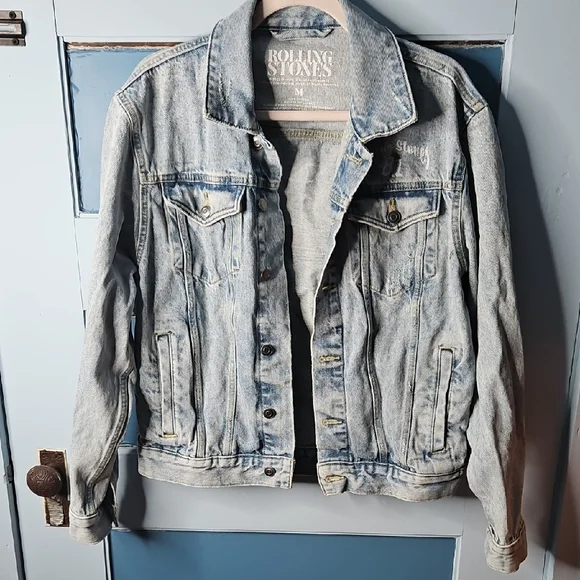 Rolling Stones Unisexual Blue Denim Jacket By Bravado Medium - Picture 4 of 9